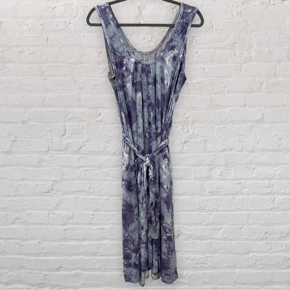 maternity & nursing blue tie dye sleeveless dress, large